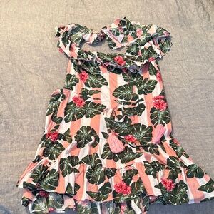 Lovers + Friends Tropical Pink and Green Backless Dress